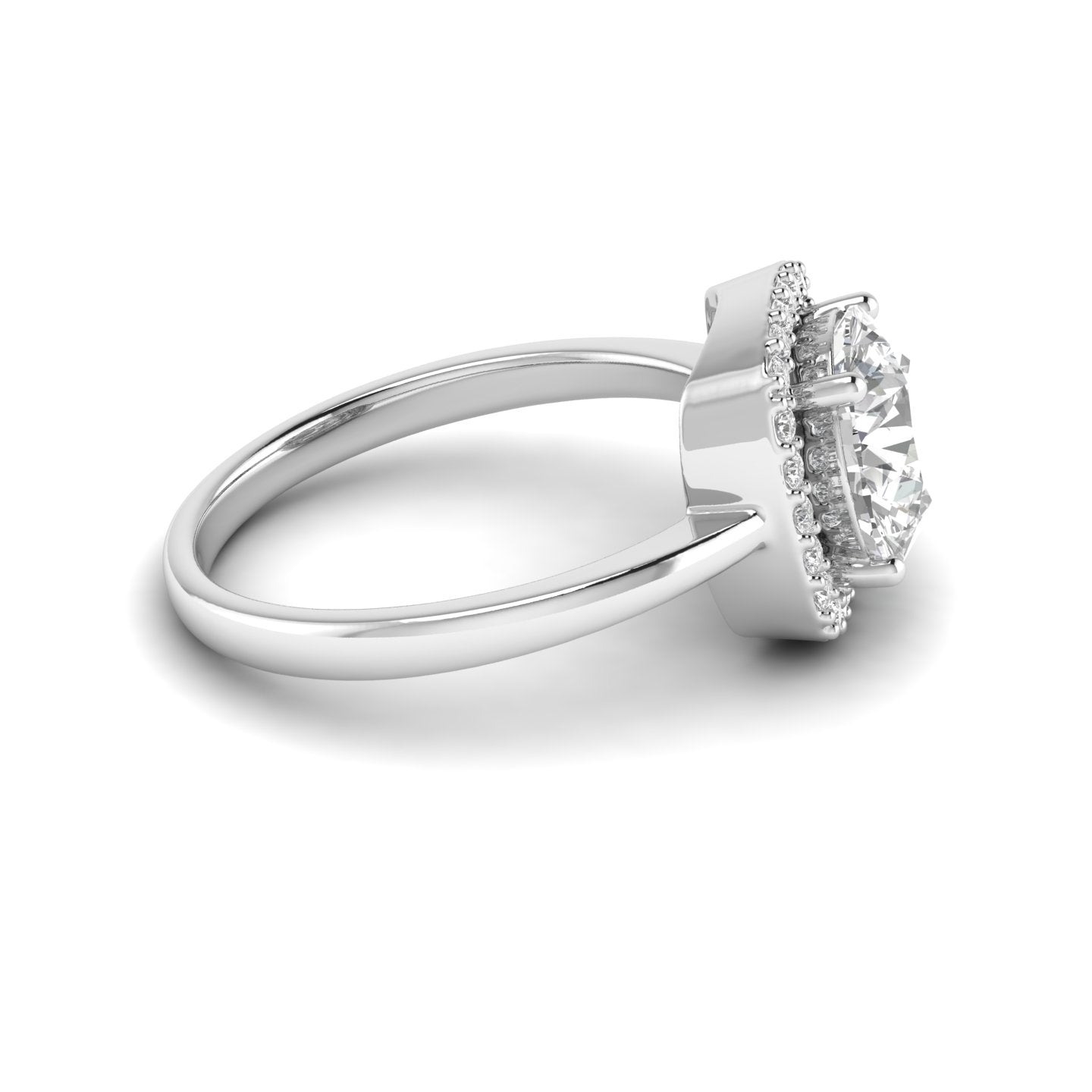 White Gold Studded 2.198 Carat Lab Grown Diamond Ring-F Color VS1 Clarity.